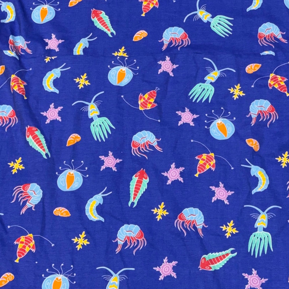 Svaha 5X Blue Ocean Sea Life Print Dress Organic Cotton V Neck A-Line Pockets